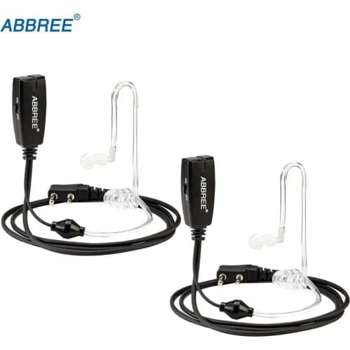 2PCS Abbree PTT Mic Air Acoustic Tube Earpiece Walkie Talkie Headset For Kenwood Baofeng UV-5R UV-82 TYT Wouxun Two Way Radio