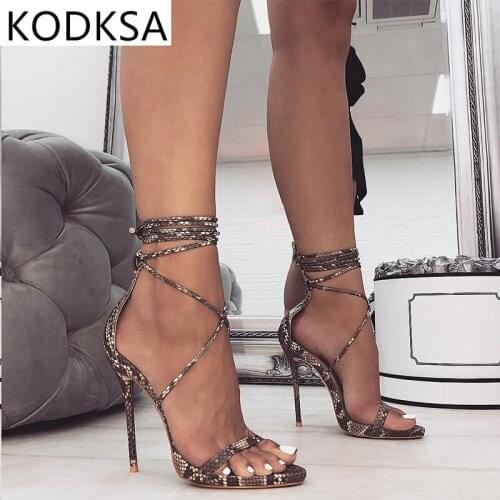 Aneikeh Fashion 2021NEW Summer Womens Sandals PU Lace-Up Thin High Cover Heel Shallow Mature Serpentine Dance Solid Pumps 35-40