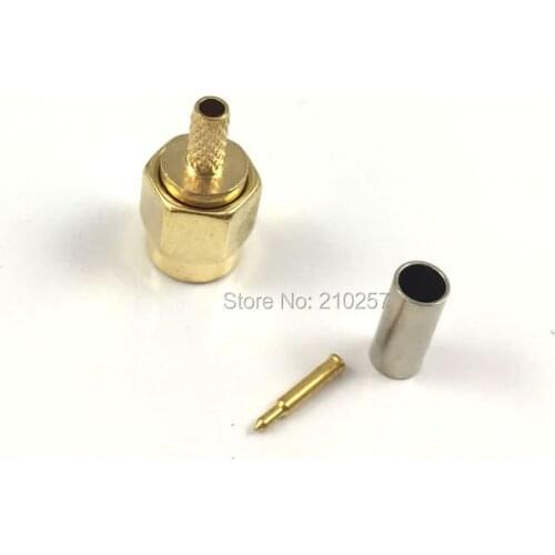 Free Shipping 100pcs RF SMA Male Crimp Straight Ham Radio Connector for Cable Rg174 Rg316