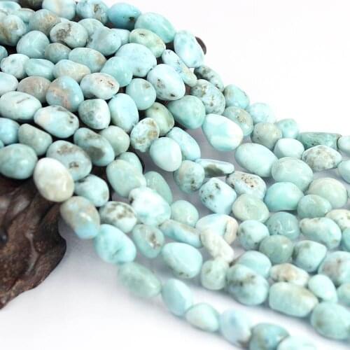 Free Shipping 8x10mm Freeform Pure Genuine Larimar DIY Natural Stone Gems Beads Strand 15inch