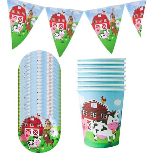Cow Theme Paper Plate Cup Napkin Paper Supplies Ranch Zoo Party Decor Supplies Birthday Party Decoration Disposable Tableware