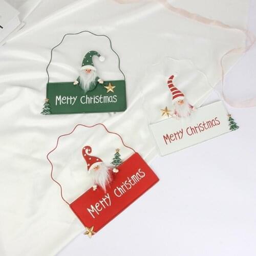 Christmas Style Door Sign Visual Effect Wrought Iron Creative Santa Claus Shape Sign Plate for Party