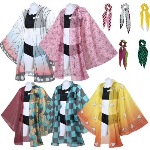 Womens Demon Slayer Kamado Tanjirou Shinobu Kochou Swimsuit Bikini Anime Summer Bathing Suit Kimetsu no Yaiba Cosplay Costume