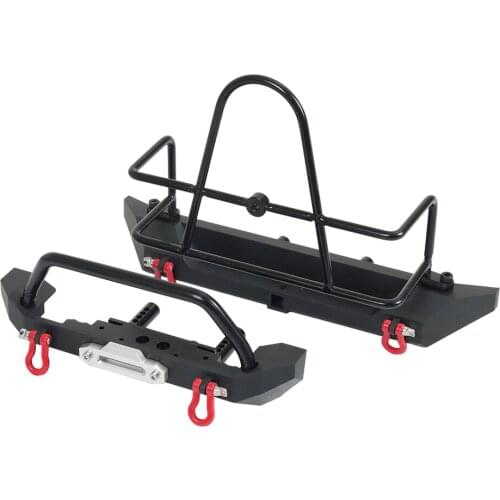 Metal Front Rear Bumper with Stinger/Spare Tire Carrier for 1/10 RC Crawler Car Axial SCX10 TRX4 Redcat Gen8 ABSiMA Sherpa
