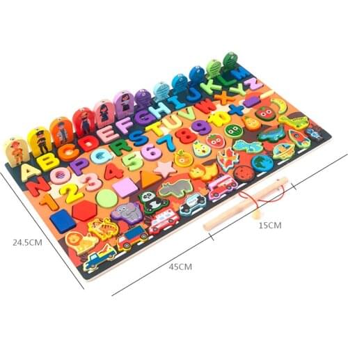 Montessori 11 IN 1 MULTI FUNCTION LOGARITHMIC BOARD WoodenThree-dimensional Jigsaw Early Education Childrens Educational Toys