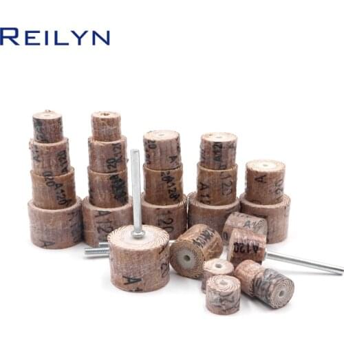 24 pcs sand paper polishing bits abrasive mops-wheel spindle mops sand paper wheel mounted flap wheels grinding bits