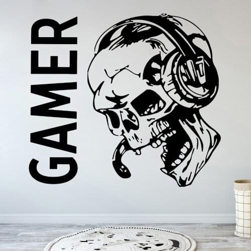 Sugar Skull Game Wall Decal Controller Video Game Gifts Kids PS4 Xbox Gaming Quote Poster Vinyl Sticker Playroom Decor Art B421