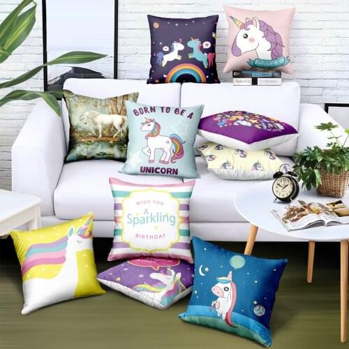 NEW Unicorn Cartoon Cushion Cover Decorative Throw Pillow Polyester Pillow Cover For Home Decor 45X45CM Unicorn Sofa Pillowcase