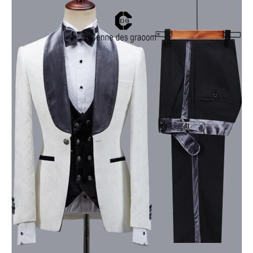 Cenne Des Graoom Latest Coat Design Men Suits Tailor-Made Tuxedo 4 Pieces Blazer Velvet Lapel Wedding Party Groom Costume Homme