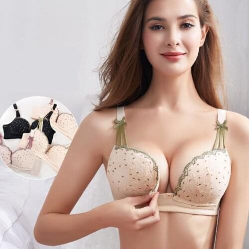 New Maternity Nursing Bra Lace Breastfeeding Bra Pregnancy Clothes Wire Free Sleeping Underwear Front Closure Big Size Bra