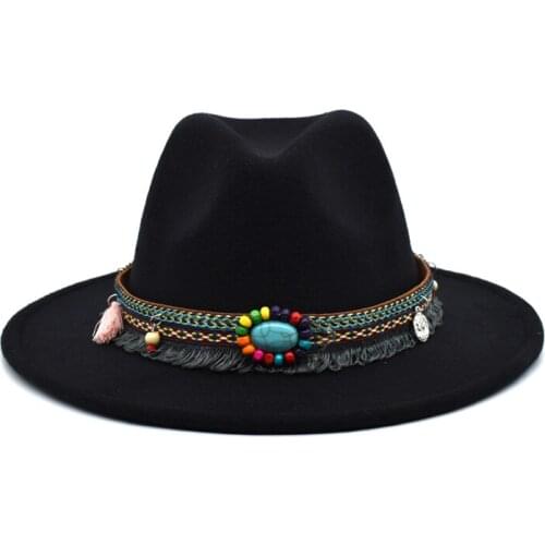 Autumn And Winter Womens Warm Mens British Hat Hat Retro Imitation Wool Top Hat Travel Round Hat Back Side Jazz Hat F1