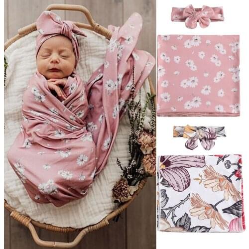 Baby Swaddling Clothes Sleeping Bag Home Outdoor Wrapped Cotton Soft Lace-up Large Towel Infants Wear With Headband
