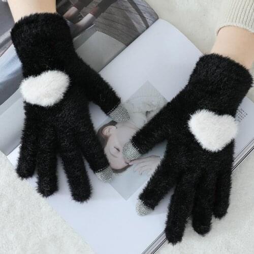 New Fashion Knitted Gloves Women Love Warmth In Autumn and Winter Outdoor Riding Touch Screen Gloves Cute Korean Wild Gloves