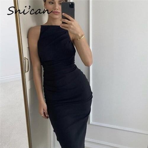 Black Summer Dress Women Sleeveless Sexy Vestidos Midi Summer Party Club Robe Longue Dos Nu Za Women Backless Sukienka Letnia