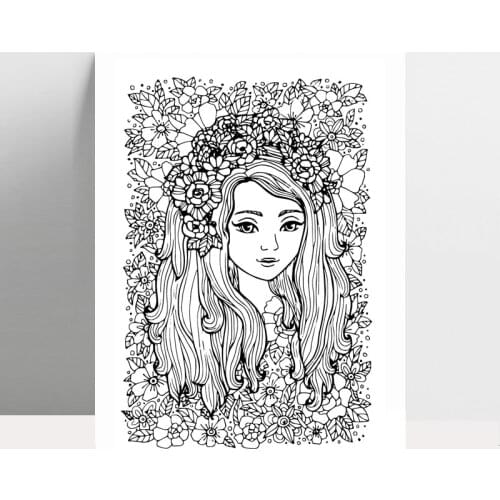 AZSG Pretty Girl In the flowers Clear Stamps For DIY Scrapbooking/Card Making/Album Decorative Silicone Stamp Crafts