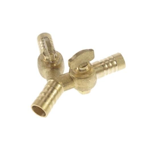 Equal 10mm Barb Barbed Brass 3 Ways Type Y Gas Fitting Connector Valve x 1