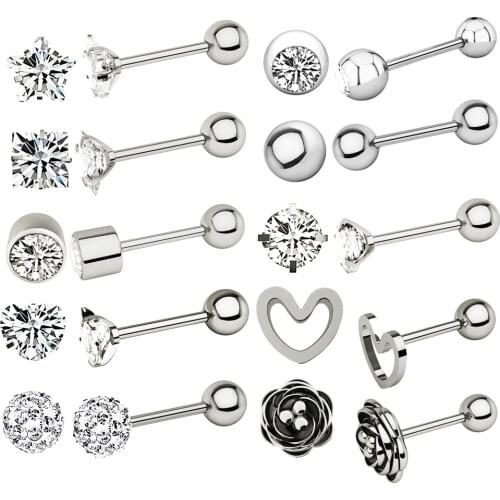 May New Square Crystal Ear Tragus Piercing Lip Labret Plug Surgical Steel Daith Earrings Helix Piercing Cartilagem Da Orelha 1pc