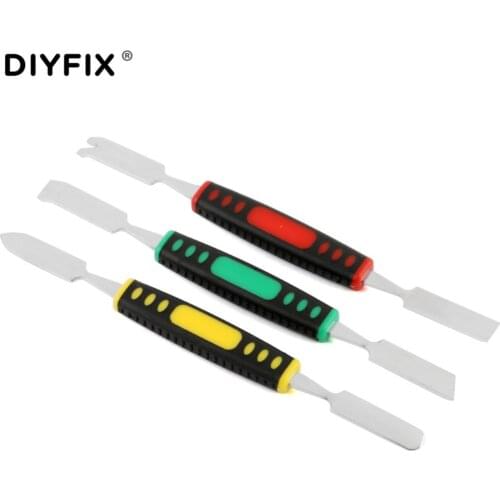 DIYFIX 3 in 1 Dual Ends Metal Spudger Set Prying Scraper with Non-slip Handle for Tablet Phone Repair Tool Kit Hand Tool Sets