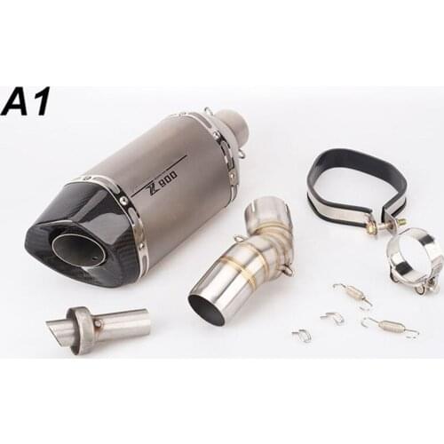Motorcycle Exhaust Pipe Large Hexagonal Carbon Fiber Option Z900 Exhaust Pipe With Logo In The Tail Exhaust Middle Pipe For Z900