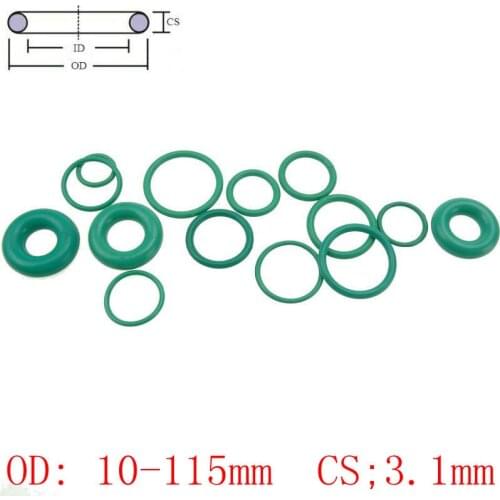 Green FKM Fluorine Rubber O Ring O-Ring Oil Sealing Gasket CS 3.1mm OD 10-115mm