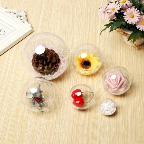 1Pc 3-20cm Transparent Open Plastic Christmas Decorations Ball Clear Bauble Ornament Gift Present Box Decoration DIY Party Suppl