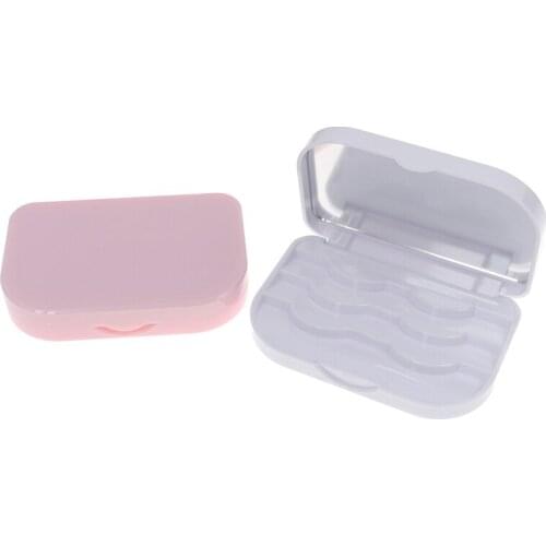 1Pc Plastic False Eyelash Storage Box Makeup Cosmetic With Mirror Case Organizer Travel Cosmetics Tool 3Colors