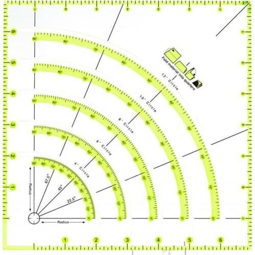 1pcs Fabric Curved Ruler Transparent Fan-shaped Multifunctional Measuring Ruler DIY Handmade Jigsaw Ruler Acrylic Quilting Ruler