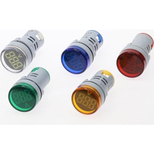 10pcs DIY Mini Digital Voltmeter 22mm Round AC 12-500V Voltage Tester Meter Monitor Power LED Indicator Pilot Lamp Light Display