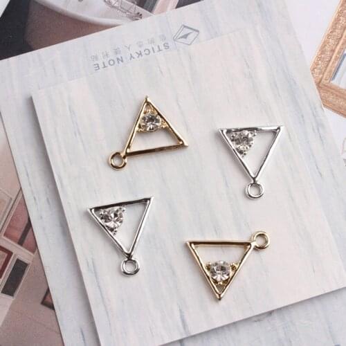 10piece New Arrival Fashion Silver Gold Color Charms 18mm Triangle Shape With Rhinestone Charm Pendants For Jewelry Handmade