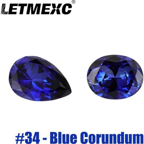 10 Pcs / Pack NO.34 Blue Syethetic Corundum Oval Pear Cut for Custom Jewelry