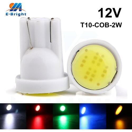 100pcs 194 168 W5W T10 COB 2W 6 Led White LED Car Dome Door Headlight Indicator Reading Driving Light Bulbs Red Amber Blue Green