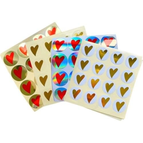1600pcs/Lot Kawaii Bronzing Heart DIY Multifunction Round Seal Stickers Gift packaging Label