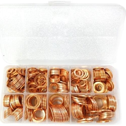400Pcs Copper Sealing Solid Gasket Washer Sump Plug Oil For Boat Crush Flat Seal Ring Tool Hardware Accessories Pack New