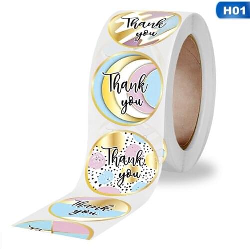 500Pcs/roll 8 Types Thank You Round Stickers For Seal Label Scrapbooking Christmas Gift Decoration Stickers Stationery Sticker