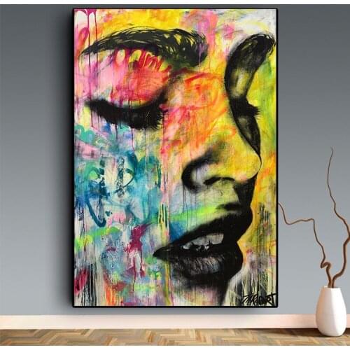 Abstract Sexy Lips Canvas Painting Colorful Girl Face Posters and Prints Wall Art Picture for Living Room Home Decoration Cuadro
