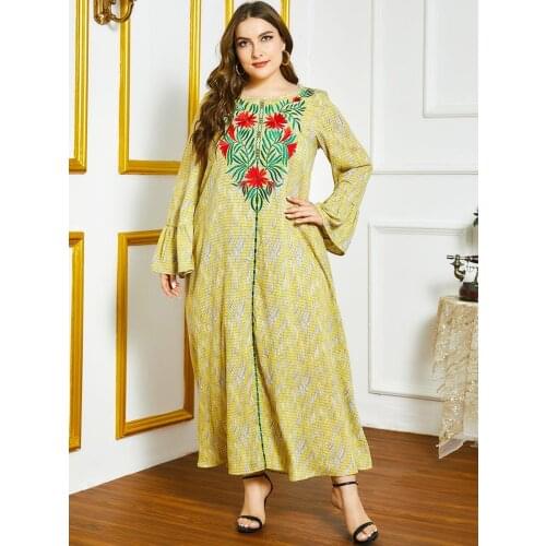 Aligaia Fashion Temperament Printing Dress For Women 2021 Summer New Dubai Muslim Hijab Dress Turkey Robe Islam Clothing Dresses