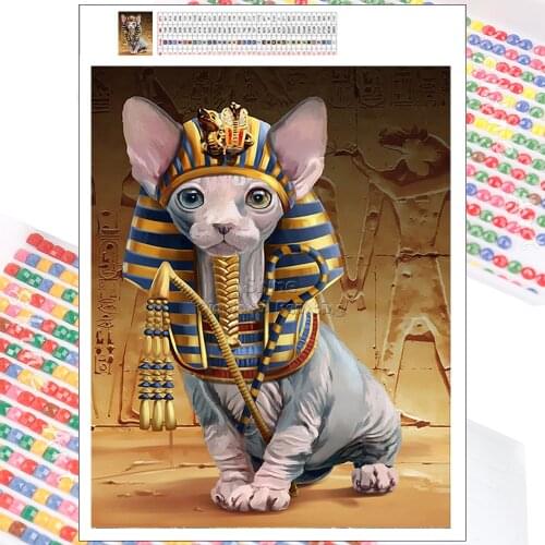 Diamond Painting Sphynx Cat Art Cartoon Fantasy Egypt King Animal Scenery 5D DIY Embroidery Mosaic Full Square/Round Home Decor
