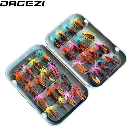 DAGEZI 32pcs/sets fly fishing lure set Artificial bait trout fly fishing lures fishing hooks fishing tackle box