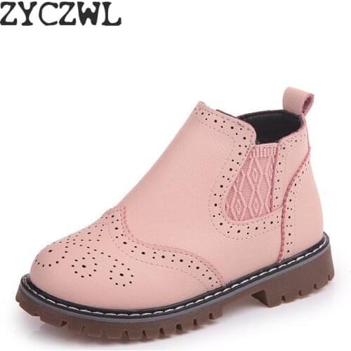 Spring Autumn 2019 Kids Shoes Girls Pink Short Boots Children Martin Boots Handmade Leather Boots Toddler Shoes Kids Sneakers