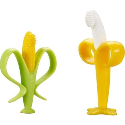 Banana Shape Safe Baby Teether Toys Cute Crib Rattle Bendable Activity Training Toothbrush Handheld Cheapest Toy Environmentally