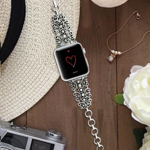 For Apple 38-42mm Watch Band Metal Diamond Carving Design Strap Womens Watch Bracelet For Apple iWatch Series 3 2 1 Wrist Band
