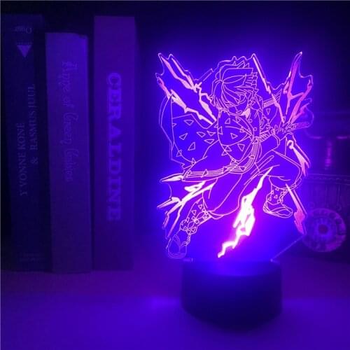 Kimetsu no Yaiba Agatsuma Zenitsu Figure Anime 3d LED Night Light Touch Sensor Acrylic Decorative Table Lamp Demon Slayer Gifts