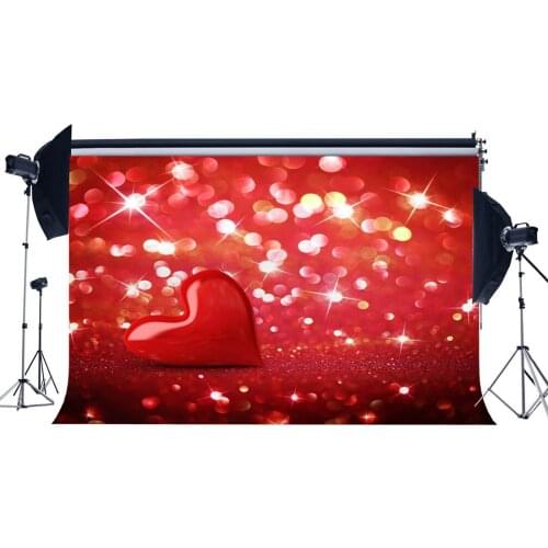 Photography Backdrop Valentines Day Bokeh Halos Red Glitter Sequins Backdrops Seamless Baby Kids Lover Portraits Background