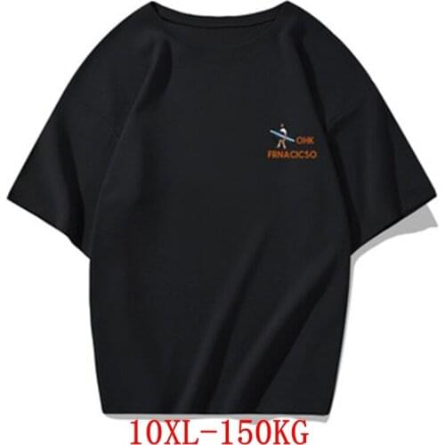 ANGINANA Mens big T-shirt with size 9xl 10xl Summer Short Sleeve Cotton hip hop sports 5XL 6xl 7XL 8xl white blue black top