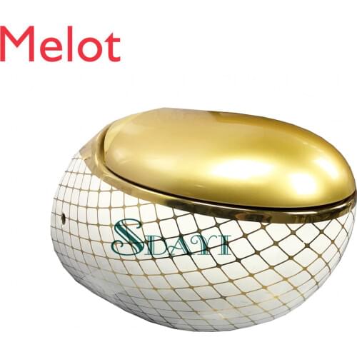 Ceramic sanitary golden toilet bowl gold color black wall hung toilet