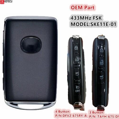 KEYECU Genuine OEM 3/4 Buttons Smart Key 433MHz FSK for 2020- Mazda CX5 / CX9 MODEL: SKE11E-01 P/N: TAYH-675-DY/DFV2-675RY-A