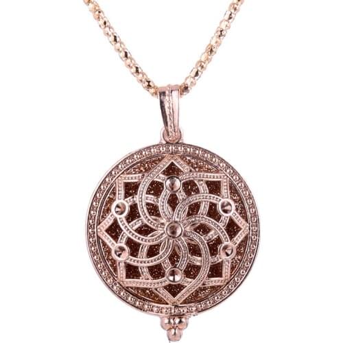 Openwork pattern Aroma Diffuser Necklace Rose Gold Lockets Pendant Perfume Essential Oil Aromatherapy Locket Necklace With Pads