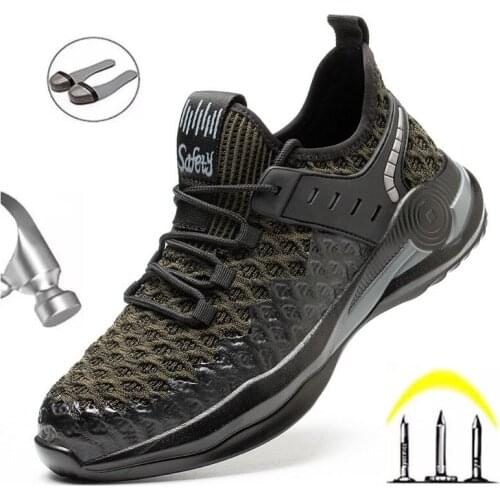Indestructible Man Safety Shoes Light Non-Slip Work Sneakers Breathable Shoes Men Steel Toe Puncture Proof Air Mesh Safety Boots
