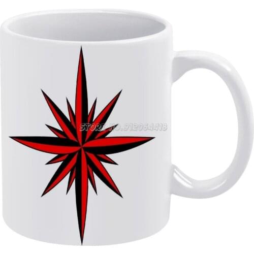 Compass Rose Coffee Mugs Friends Mugs Travel Beer Porcelain Tea Kitchen Cup Friends Gift Red Compass Rose Tattoo North South Eas