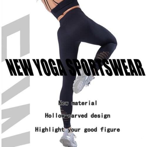 Fashion Yoga Pants Buttocks Partial Mesh Hollow Jacquard High-waist Hip-lifting Legging Breathable Anti-slack Fitness Outdoor